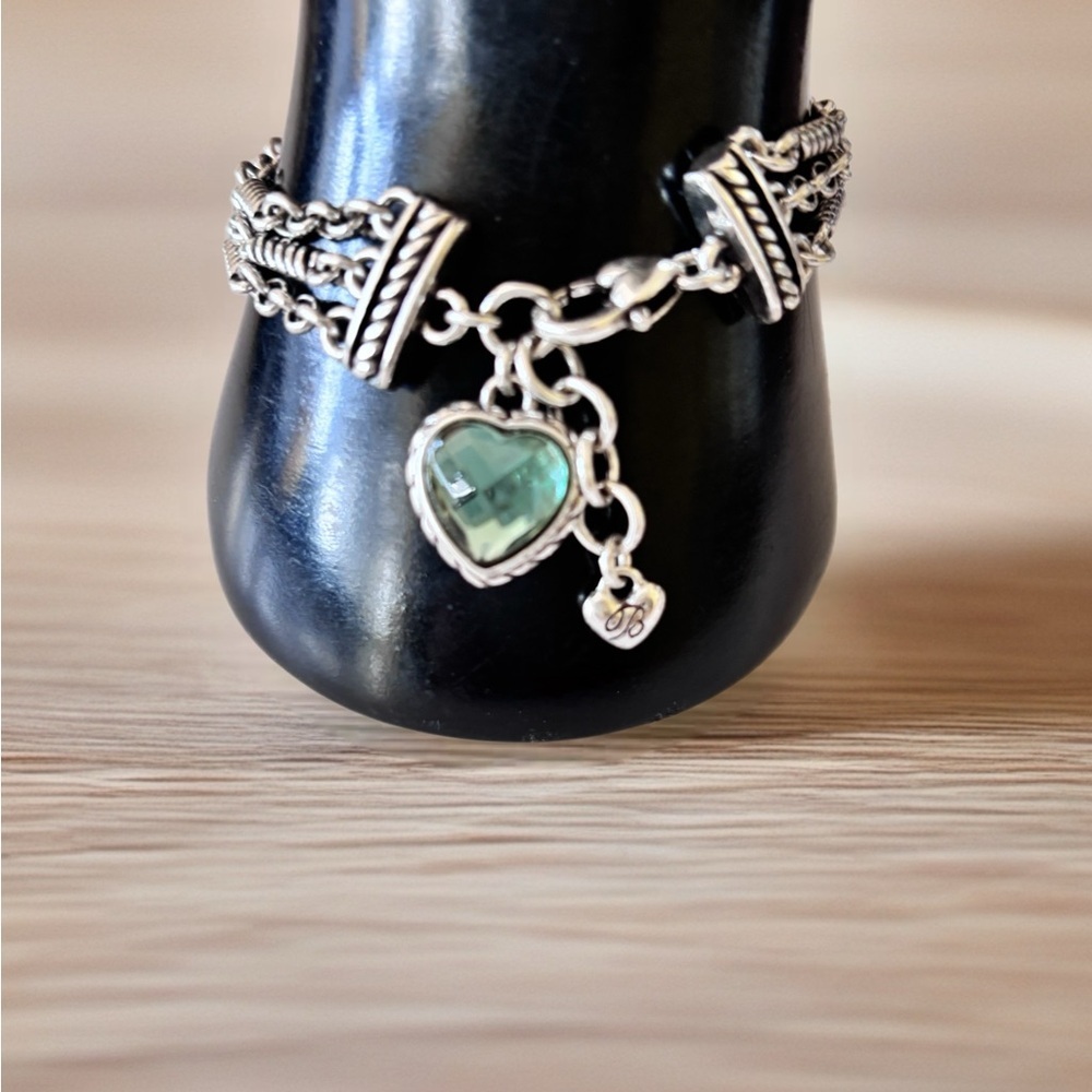 Brighton Newport multi-strand emerald green crystal heart charm bracelet. - Picture 2 of 7